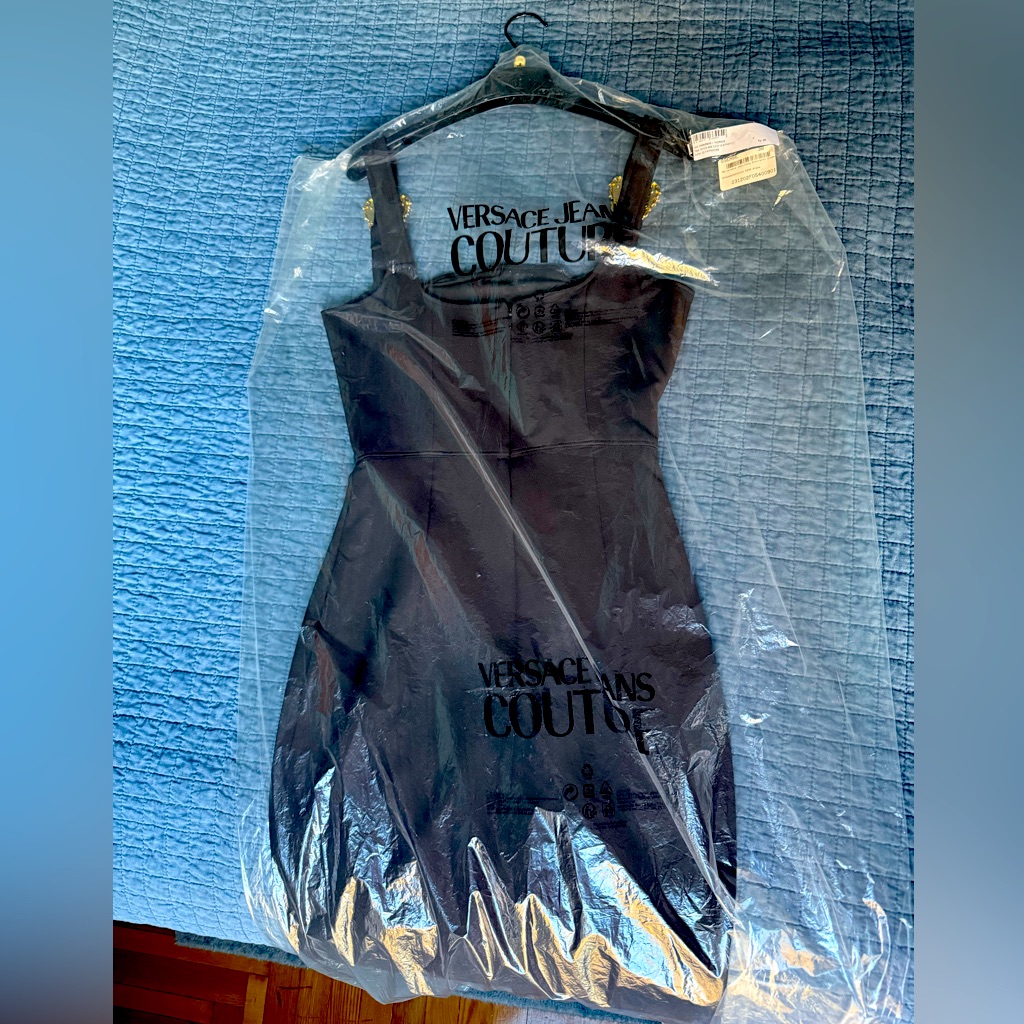 Versace Jeans Couture Black Pin-Buckle Midi Dress Black Color